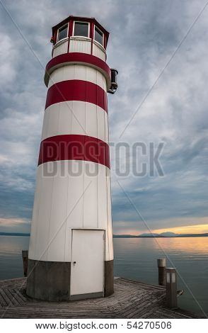 Lighthouse At Lake Neusiedl At Sunset