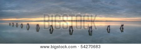 Waterbreak In The Lake At Sunset