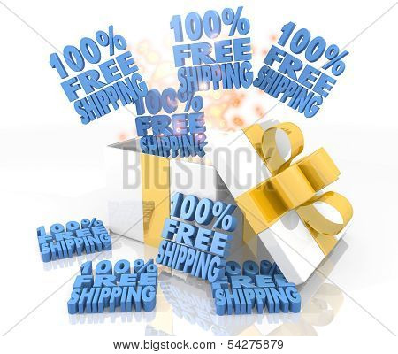 Christmas Present With 100 Percent Freeshipping Symbol