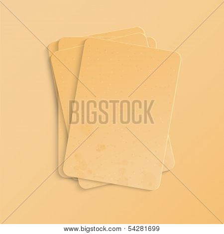 Stationery.scratch Paper.beige Paper Sheets .grunge Design.stack Of Old Papers.vector