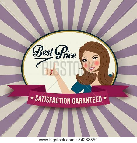 Retro Illlustration With A  Woman And Best Price Message