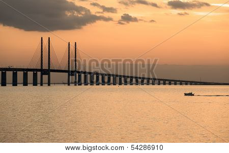 Oresund Bridge at dusk