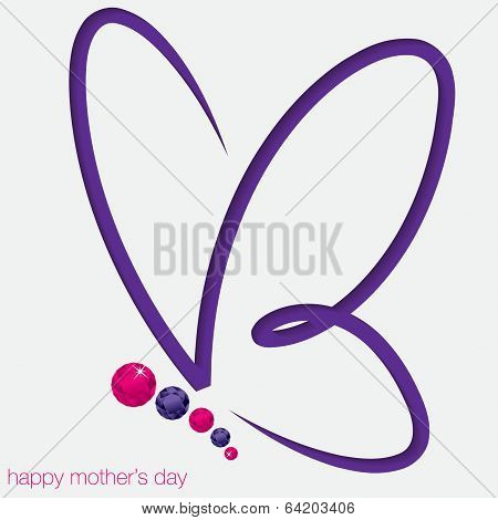 Cut Out Butterfly Card With Gems In Vector Format.