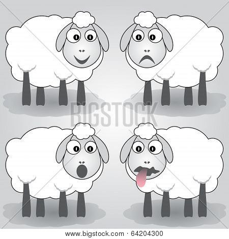 Vector cartoon illustration of sheep
