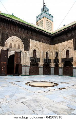 Courtyard and minaret of bou inania madrasa
