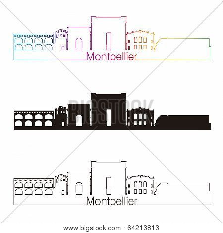 Montpellier Skyline Linear Style With Rainbow