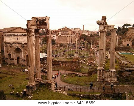 Imperial Fora in Rome seen from Campidoglio