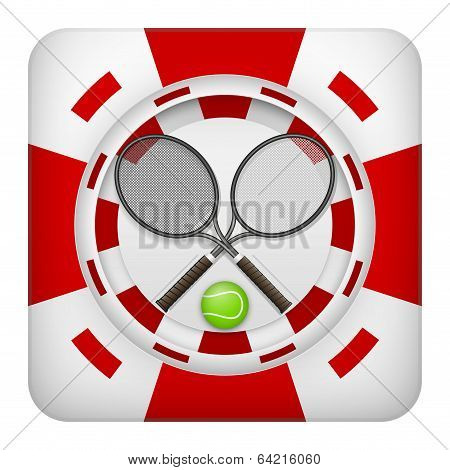 Square red casino chips of tennis sports betting