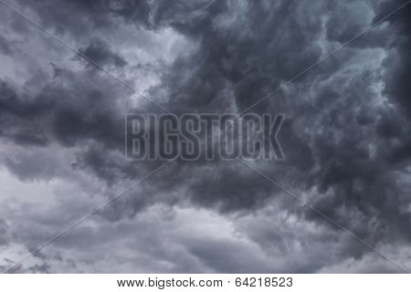 Dark, ominous stormy clouds background