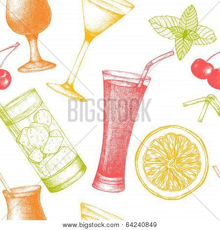 Seamless cocktails pattern