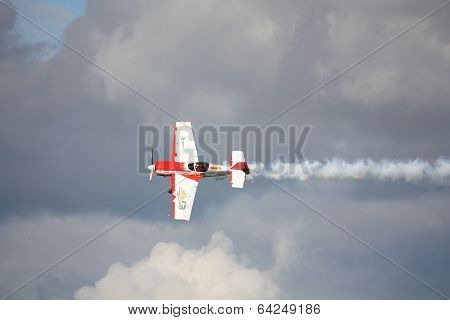Riga, Latvia - August 20: Pilot From Russia Svetlana Kapanina On Su-26 Participating In Riga Fai Eli