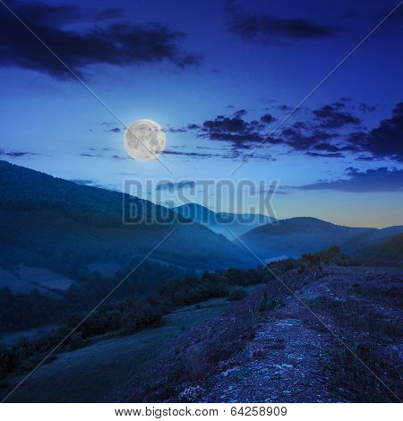 Cold Fog In Mountains At Night