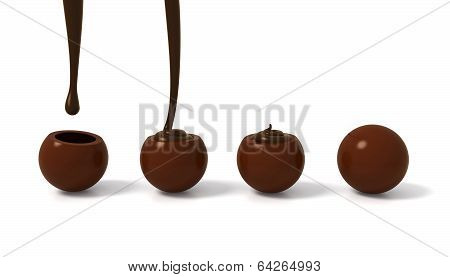 Milk Chocolate Praline Filling Steps With Dark Chocolate Cream