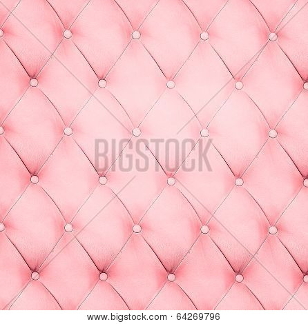 Abstract background texture of an old natural luxury, modern style leather with rhombs. Classic white, red and light pink grungy skin of retro wall, door, sofa or studio interior with metal buttons.