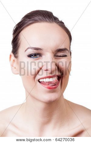 Beautiful Woman Making Funny Face