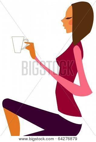 sexy girl drink coffee