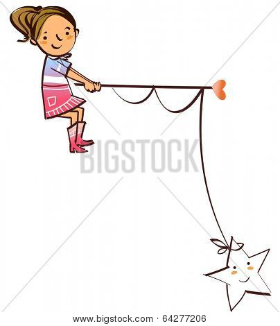 girl fishing star