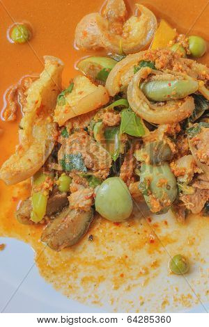 Spicy Boar mixed with spices on plate