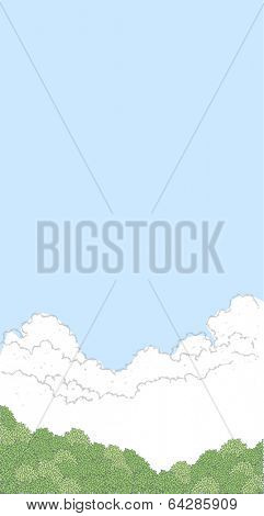 Vintage Line Art Landscape