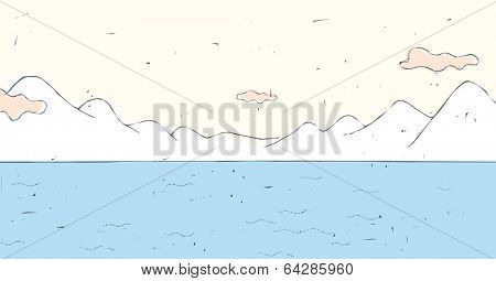 Vintage Line Art Landscape