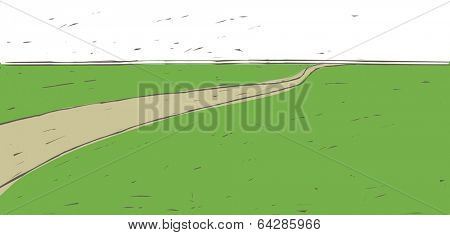 Vintage Line Art Landscape