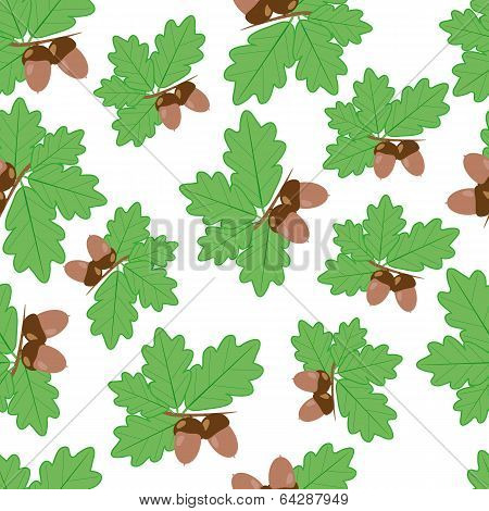 Acorns With Oak Leaves In Summer Seamless Texture