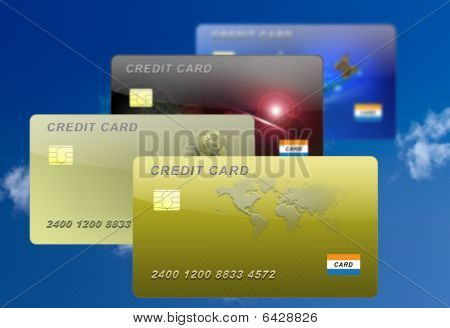 Four Credit Cards Illustration