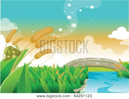 Foot bridge over river