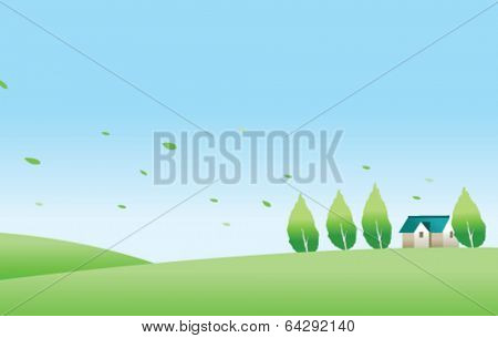 House and green landscape