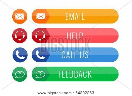Four Contact Buttons In Flat Style