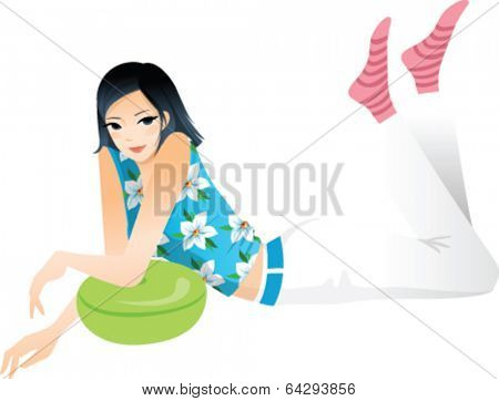 Side view of woman lying down