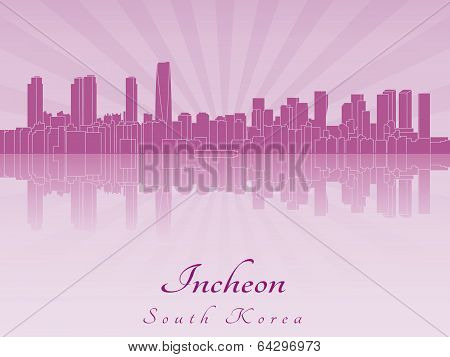 Incheon Skyline In Purple Radiant Orchid