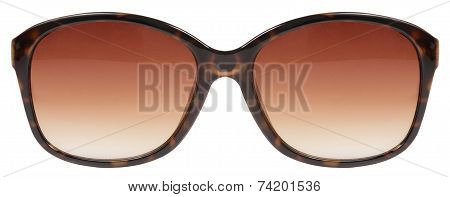 Sunglasses Large Brown Tortois Shell Frame Red Lens Color Isolated Against A Clean White Background