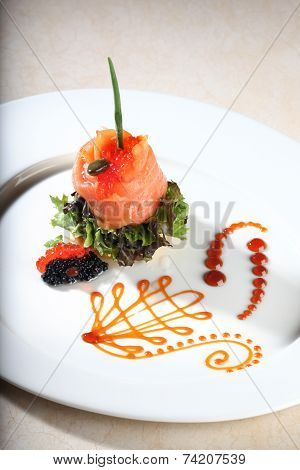 Luxury salmon gourmet meal