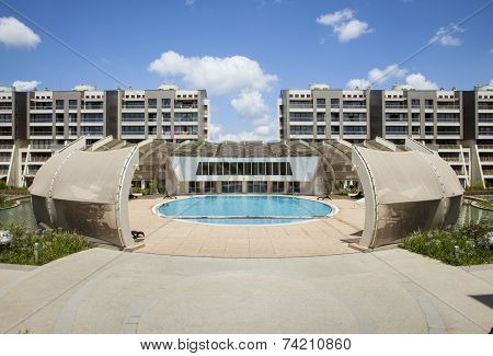Complex and big swimming pool