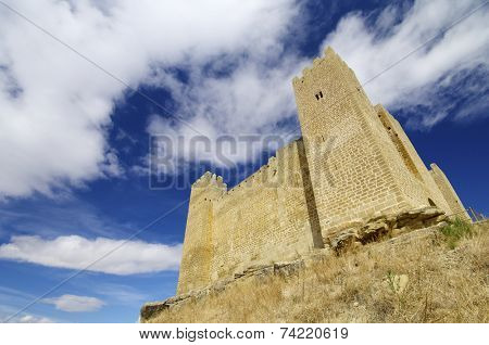Castle in Sadaba with beauty sky in Saragossa, Aragon, Spain