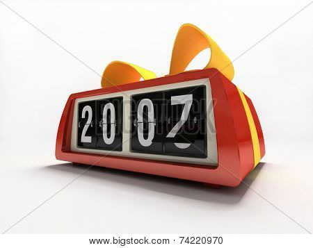 Red watch - counter on white background New year gift