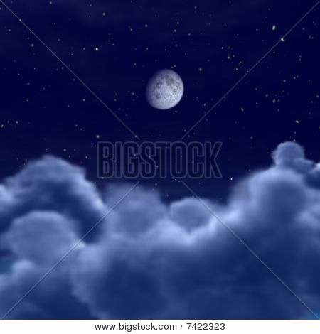 Mond im Raum oder Nacht Himmel durch Wolken
