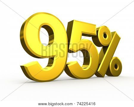 Ninety five percent symbol on white background