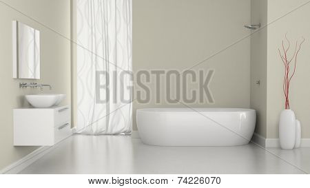 Interior of modern bathroom with the window 3D