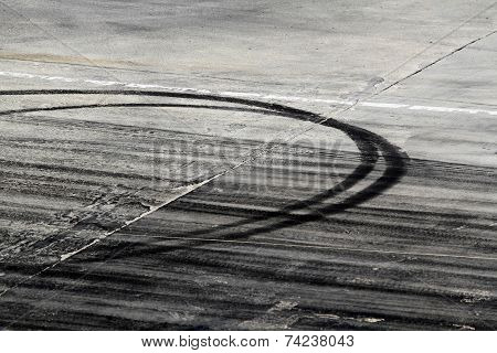 Tire Marks On Road Track