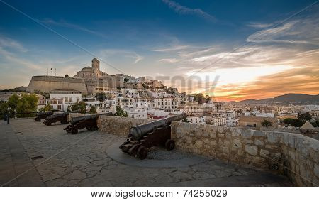 Dalt Vila fortress at sunset