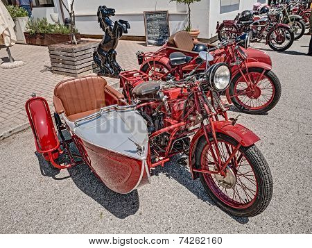 Vintage Italian Motorcycle Moto Guzzi With Sidecar