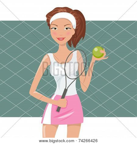 Beautiful Girl Play Tennis