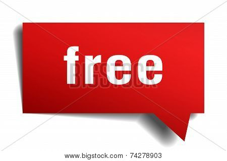 Free Red 3D Realistic Paper Speech Bubble