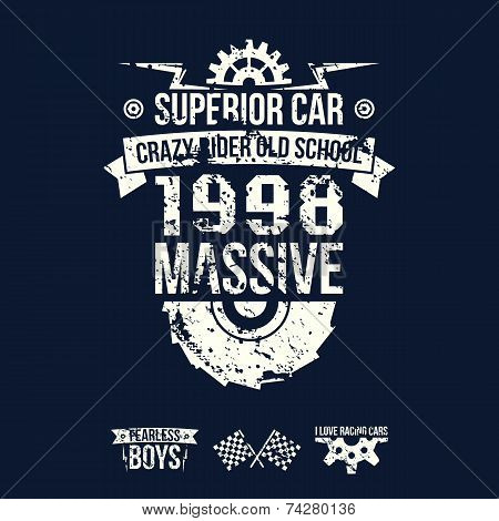 Emblem Of The Massive Superior Car In Retro Style