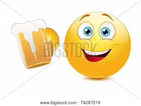 Emoticon cheering with beer