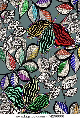 Floral pattern,liner artwork in vector.