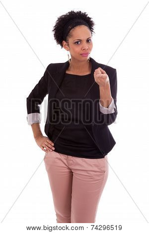 African American Business Woman Pointing Finger - Black People