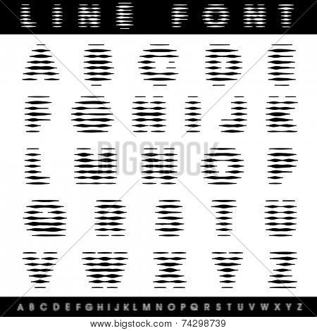 vector blurry halftone alphabet with horizontal strips